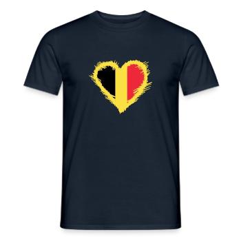 Belgium flag with heart - Men's T-Shirt - navy - Front - AI Model Male 178 light (178cm)