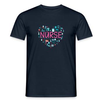 Nurse Heart Nurse Gift Nursing - Men's T-Shirt - navy - Front - AI Model Male 178 light (178cm)