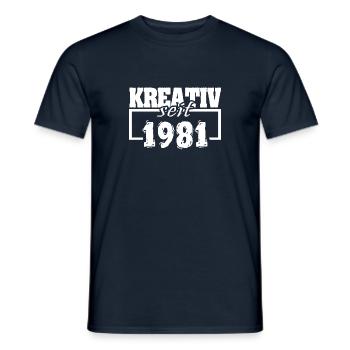Jahr 1981 - Männer T-Shirt - Navy - Vorne - AI Model Male 178 light (178cm)