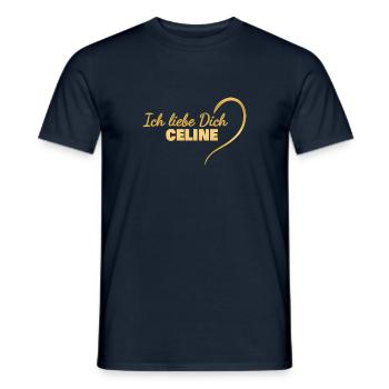 Céline dans le rôle de LiebeDich - T-shirt homme - marine - Devant - AI Model Male 178 light (178cm)