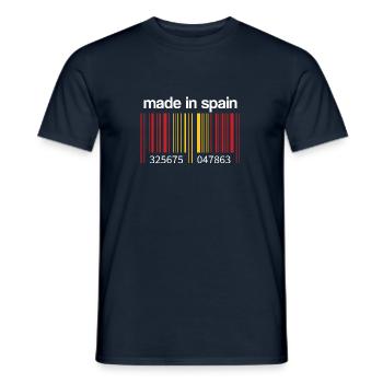 Code-barres du drapeau de l’Espagne Fabriqué en Espagne - T-shirt homme - marine - Devant - AI Model Male 178 light (178cm)