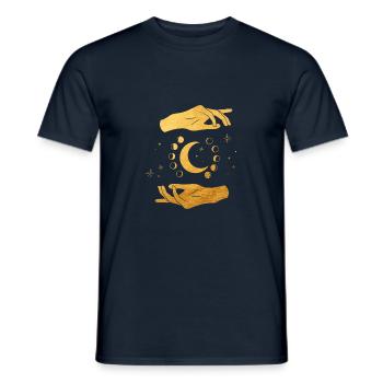 Moon phases with golden hands, spiritual, magical - Men's T-Shirt - navy - Front - AI Model Male 178 light (178cm)