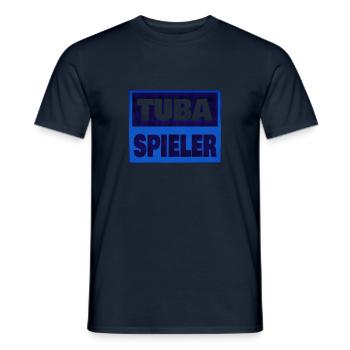Style als Tubaspieler mit Tuba am Mund - Männer T-Shirt - Navy - Vorne - AI Model Male 178 light (178cm)