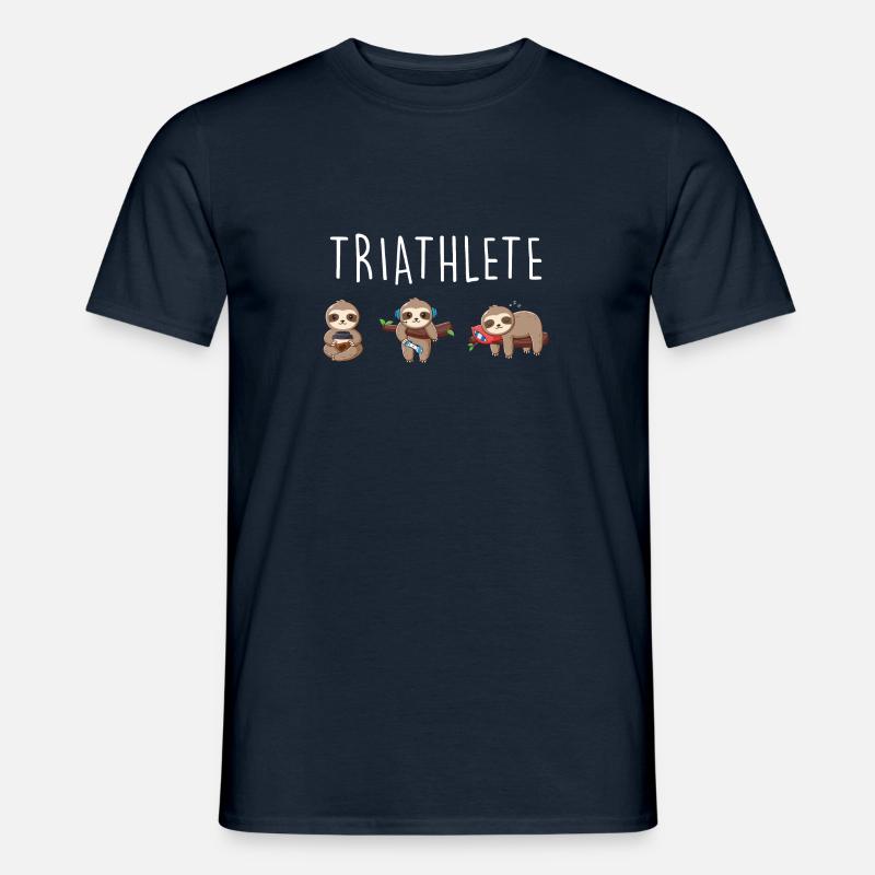 Faultier Triathlet Chillen Lustiges Sloth Geschenk - Männer T-Shirt - Navy