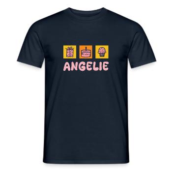 First name Angelie - Men's T-Shirt - navy - Front - AI Model Male 178 light (178cm)