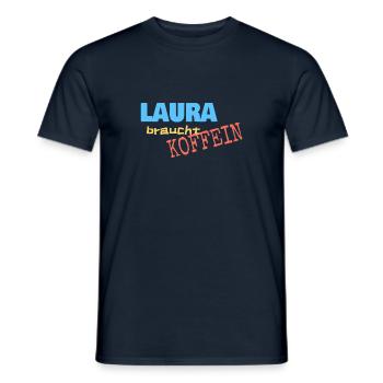Cafe für Laura Koffein Spruch - Männer T-Shirt - Navy - Vorne - AI Model Male 178 light (178cm)