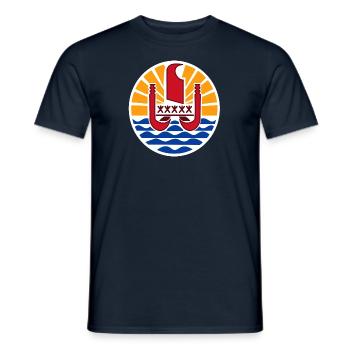 National coat of arms of French Polynesia - Men's T-Shirt - navy - Front - AI Model Male 178 light (178cm)