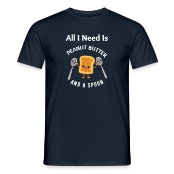 Tout ce dont j’ai besoin, c’est de beurre de cacahuète et d’une cuillère - T-shirt homme - marine - Devant - AI Model Male 178 light (178cm)
