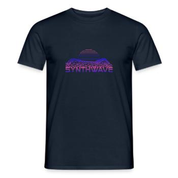 Retrowave Synthwave 80s Design - Männer T-Shirt - Navy - Vorne - AI Model Male 178 light (178cm)
