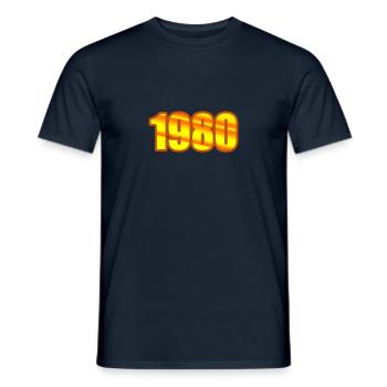 Année 1980 - T-shirt homme - marine - Devant - AI Model Male 178 light (178cm)