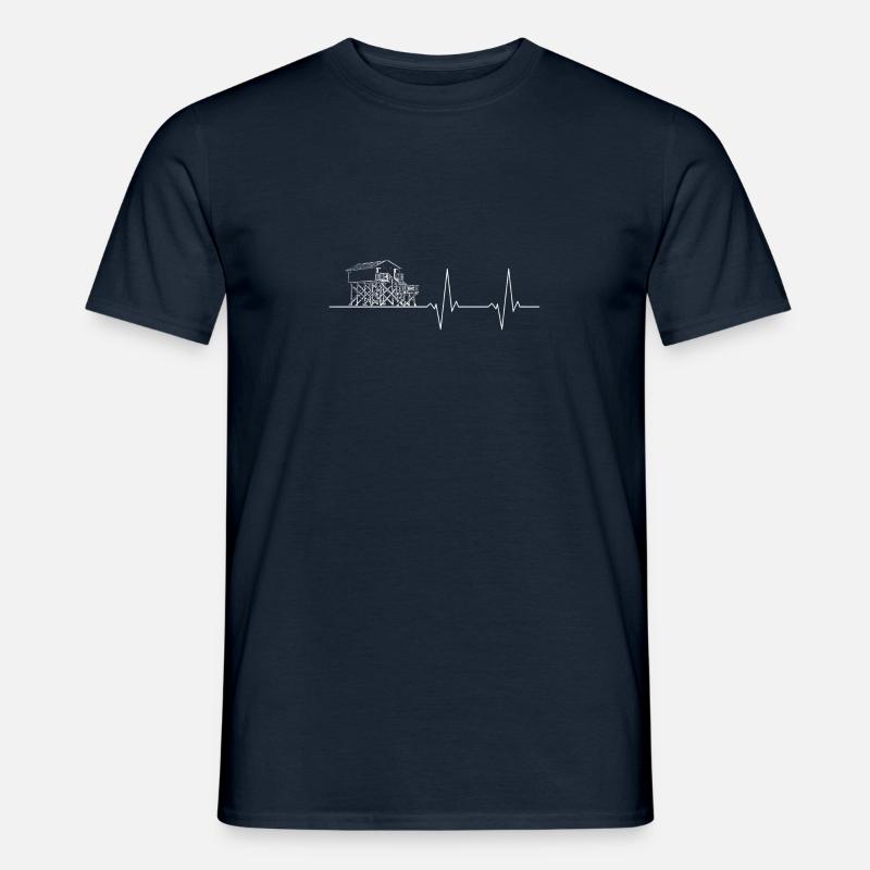 Pulse line pile construction white - Men’s T-shirt - navy