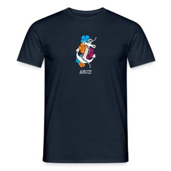 Anchor Flowers Ahoy Gift Idea Gift Mother's Day - Men's T-Shirt - navy - Front - AI Model Male 178 light (178cm)