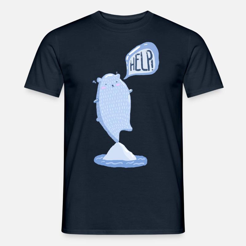 Eisbär Help Eisberg Nordpol Climate change Environment - Men’s T-shirt - navy