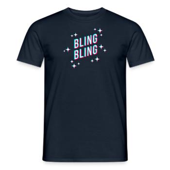 bling bling funkelnde sterne spruch sticker cool - Männer T-Shirt - Navy - Vorne - AI Model Male 178 light (178cm)