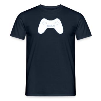 Level 18 Komplettes neonblaues GamePad - Männer T-Shirt - Navy - Vorne - AI Model Male 178 light (178cm)