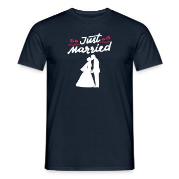 Cadeau de mariage de couple de mariage juste marié - T-shirt homme - marine - Devant - AI Model Male 178 light (178cm)