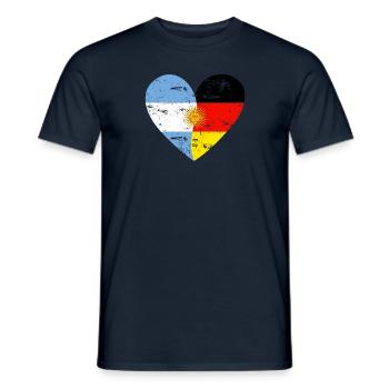 Drapeau coeur Argentine Allemagne Drapeau - T-shirt homme - marine - Devant - AI Model Male 178 light (178cm)