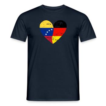 Flag Heart Venezuela Germany - Men's T-Shirt - navy - Front - AI Model Male 178 light (178cm)