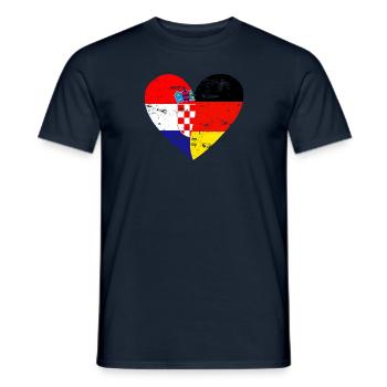 Flag heart Croatia Germany Flag - Men's T-Shirt - navy - Front - AI Model Male 178 light (178cm)