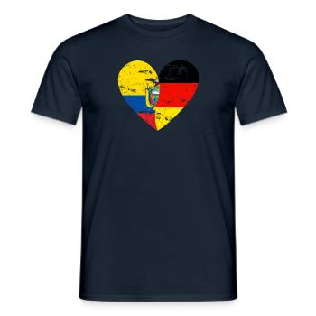 Flaggenherz Ecuador Deutschland Flagge - Männer T-Shirt - Navy - Vorne - AI Model Male 178 light (178cm)