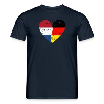 Flag Heart Pays-Bas Allemagne Drapeau - T-shirt homme - marine - Devant - AI Model Male 178 light (178cm)