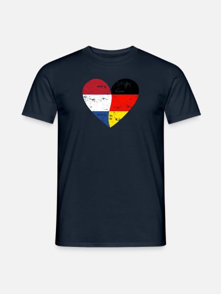 Flag Heart Netherlands Germany Flag - Men's T-Shirt - navy