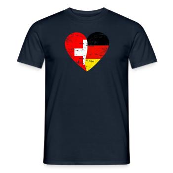 Drapeau Coeur Suisse Allemagne Drapeau - T-shirt homme - marine - Devant - AI Model Male 178 light (178cm)