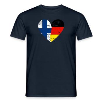 Flag Heart Finland Germany Flag - Men's T-Shirt - navy - Front - AI Model Male 178 light (178cm)