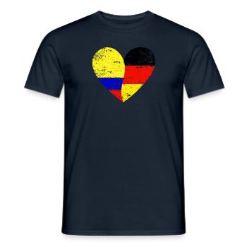 Flag Heart Germany Colombia Flag - Men's T-Shirt - navy - Front - AI Model Male 178 light (178cm)