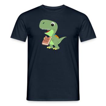 Dinosaur Eats Class Book for Teacher Students - Men's T-Shirt - navy - Front - AI Model Male 178 light (178cm)