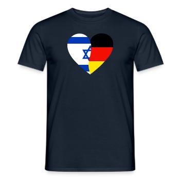 Israel Germany Flag Heart - Men's T-Shirt - navy - Front - AI Model Male 178 light (178cm)