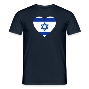 Israel Flag Heart - Men's T-Shirt - navy - Front - AI Model Male 178 light (178cm)
