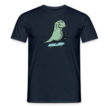 Skateboard Dino - Männer T-Shirt - Navy - Vorne - AI Model Male 178 light (178cm)