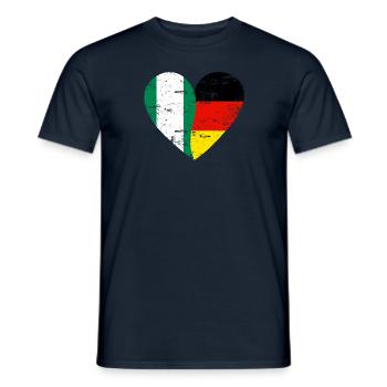 Nigeria Allemagne Flag Heart - T-shirt homme - marine - Devant - AI Model Male 178 light (178cm)