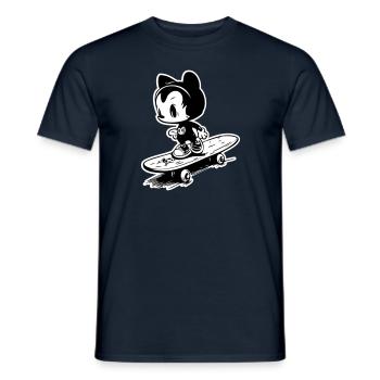 Figurine de dessin animé de chat de patinage - T-shirt homme - marine - Devant - AI Model Male 178 light (178cm)
