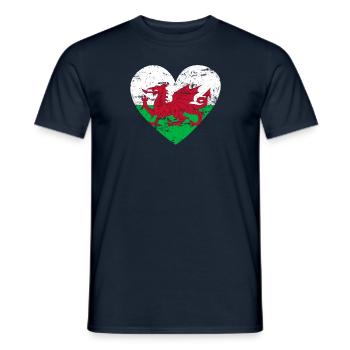 Cœur du drapeau du Pays de Galles - T-shirt homme - marine - Devant - AI Model Male 178 light (178cm)