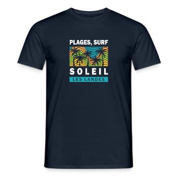 048s PLAGES SURF SOLEIL - T-shirt homme - marine - Devant - AI Model Male 178 light (178cm)