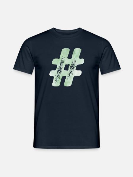 Hashtag - Watercolor - T-shirt herr - marinblå