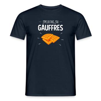 J'PEUX PAS, J'AI GAUFFRES (texte blanc) - T-shirt homme - marine - Devant - AI Model Male 178 light (178cm)