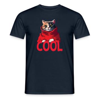 Cool Katze - Cool Cat - Männer T-Shirt - Navy - Vorne - AI Model Male 178 light (178cm)
