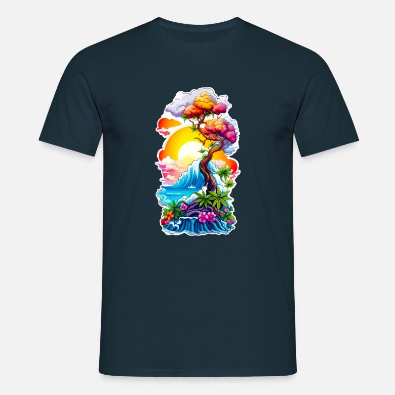 High waves 05 - Männer T-Shirt - Navy