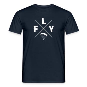 FLY parapente blanc - T-shirt homme - marine - Devant - AI Model Male 178 light (178cm)