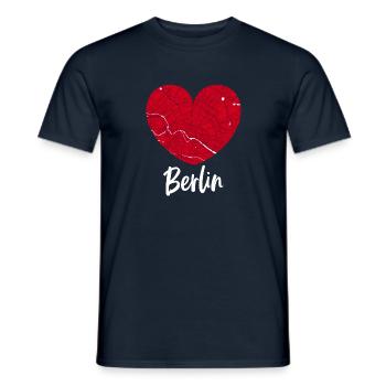 Berlin – City Stadtplan Map Karte (Herz) - Männer T-Shirt - Navy - Vorne - AI Model Male 178 light (178cm)