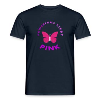 Pink color power woman loves pink saying gift - Men's T-Shirt - navy - Front - AI Model Male 178 light (178cm)
