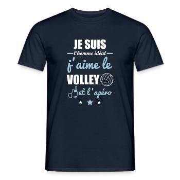 Homme idéal Volley, volleyball, volleyeur - T-shirt homme - marine - Devant - AI Model Male 178 light (178cm)