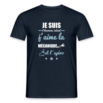 Homme idéal Mécanique, mécano, mécanno,mécanicien - T-shirt homme - marine - Devant - AI Model Male 178 light (178cm)