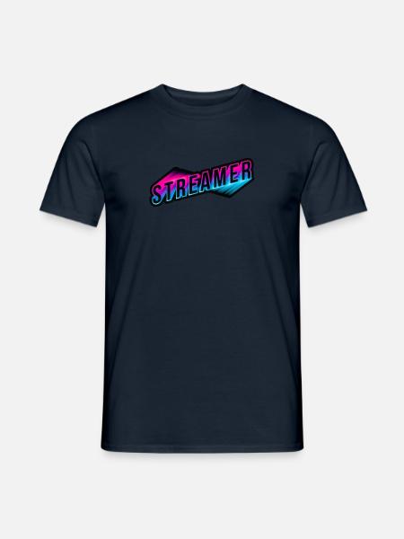 Streamer 3D Neon Schriftzug - Männer T-Shirt - Navy