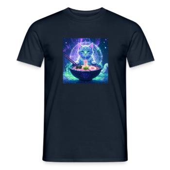 Katze ,Japan ,Kawaii,anime,ramen,Nacht - Männer T-Shirt - Navy - Vorne - AI Model Male 178 light (178cm)