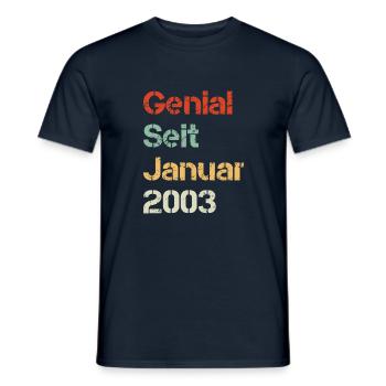 Genial seit Januar 2003 Jubiläum 20. Geburtstag - Männer T-Shirt - Navy - Vorne - AI Model Male 178 light (178cm)