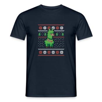 Lama Alpaka Weihnachtsoutfit - Männer T-Shirt - Navy - Vorne - AI Model Male 178 light (178cm)